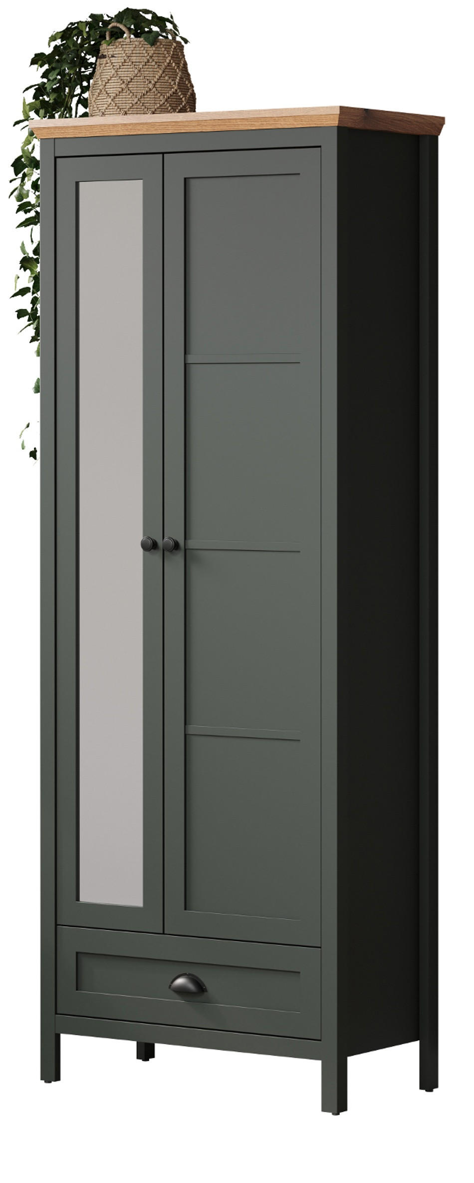 Top.Furn Garderobenschrank Grün, Eiche 77x198x39 cm