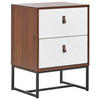 NACHTTISCH dunkler Holzfarbton/weiß 2 Schubladen Nueva - Dunkelbraun/Schwarz, Holzwerkstoff (49/69/38cm) - Beliani