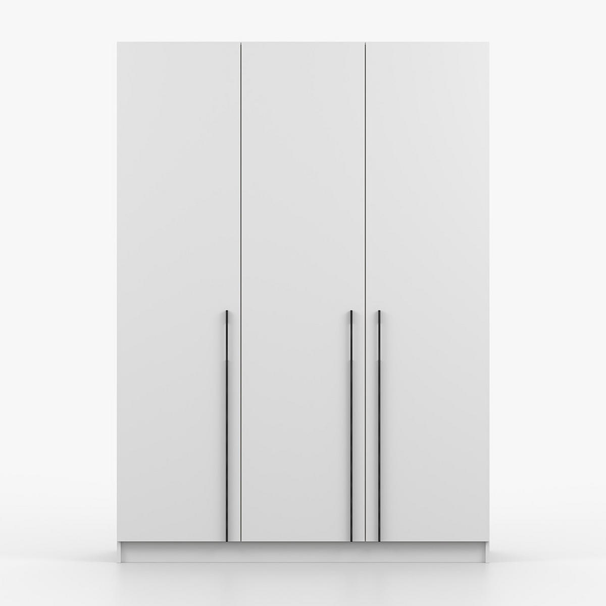 SCHRANK mit Schwenktüren ROSA 3D 150/210/55, 3-türig, weiß - Schwarz/Weiß, Holzwerkstoff (150/210/55cm) - imoebel24