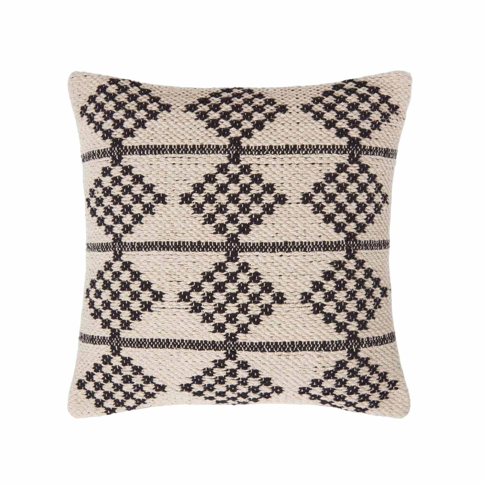 DEKOKISSEN Adana 45/45 cm geometrisch gemustert - Schwarz, Textil (45/45cm) - Homescapes