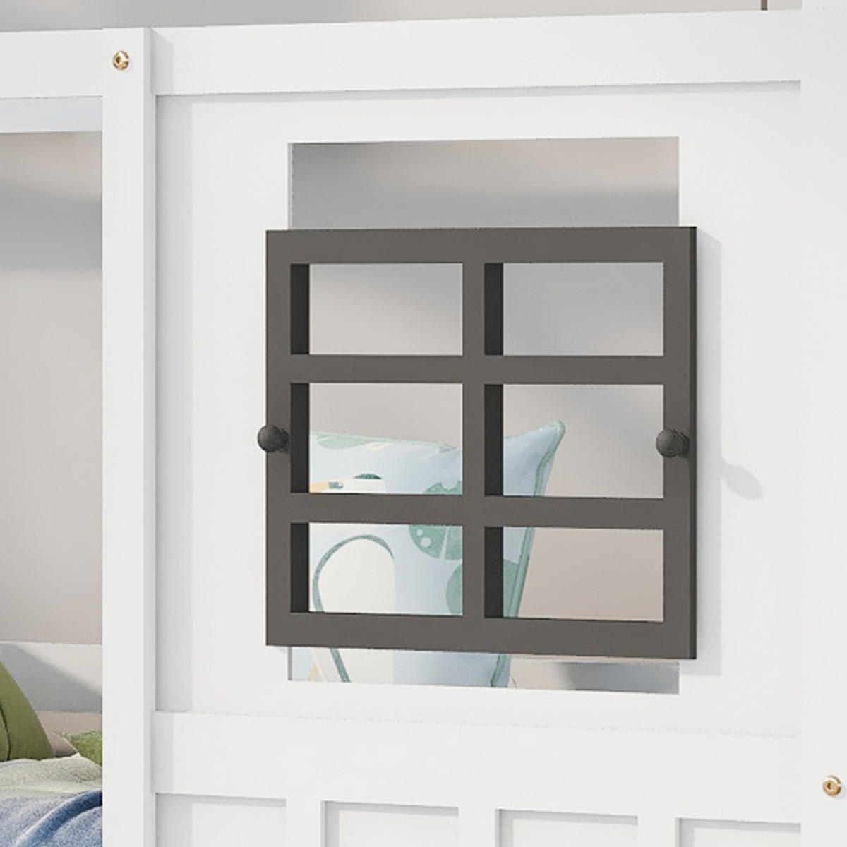 HAUSBETT 90/200 cm Weiß mit Fenstern und 2 Schubladen aus Kiefer und MDF - Weiß, Holz (90/200cm) - OKWISH