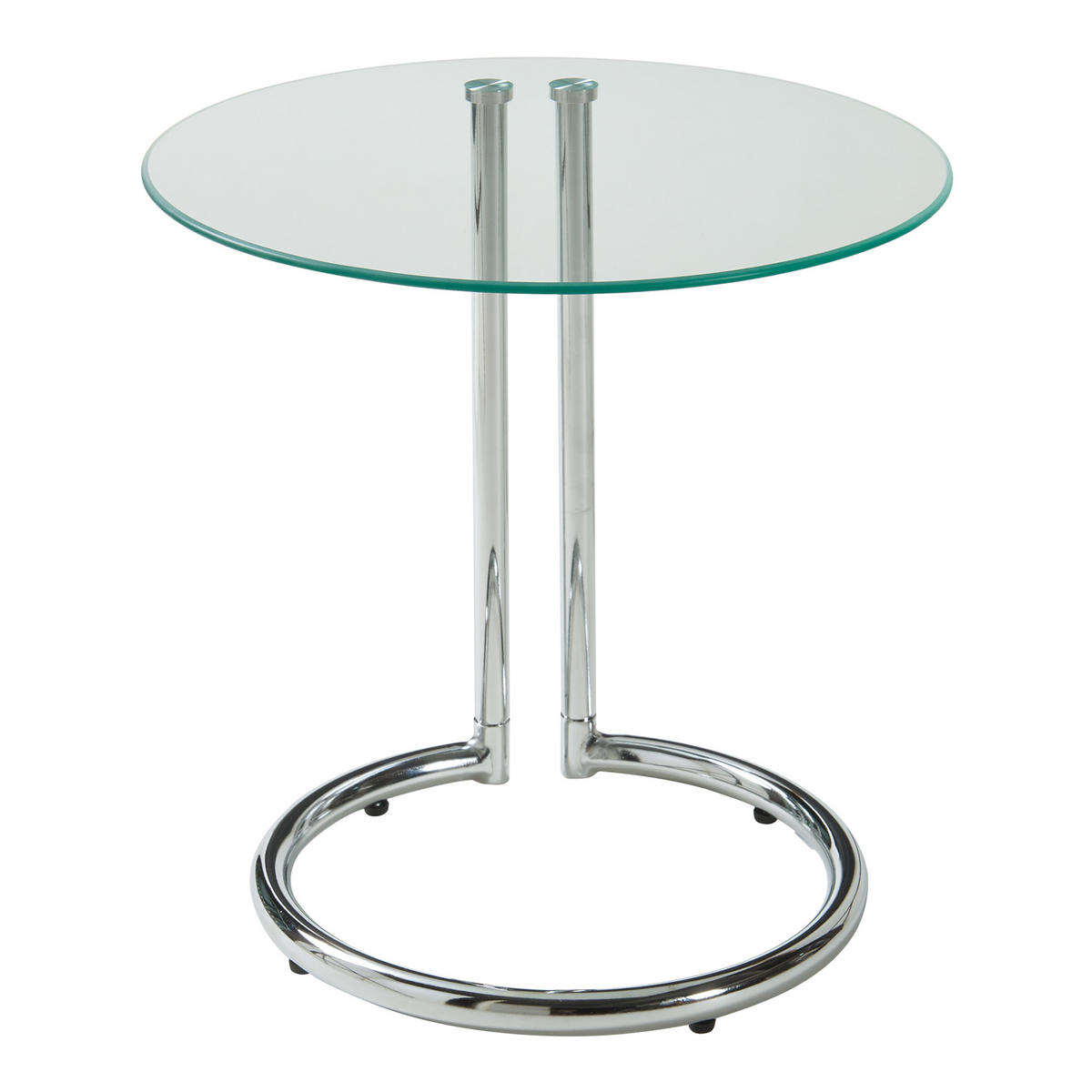 BEISTELLTISCH Ylivieska - Chromfarben/Klar, Glas/Metall (44.5/44.5/46cm) - [en.casa]