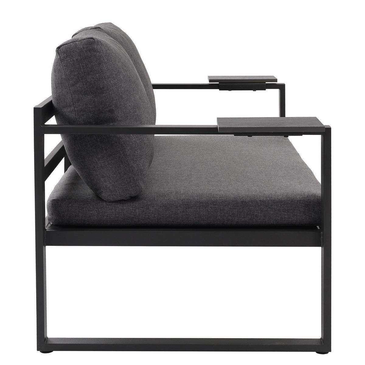 LOUNGESOFA - 2-teilig - Stahl / Webstoff - Grau, Kunststoff/Textil (155/65/74cm) - home24