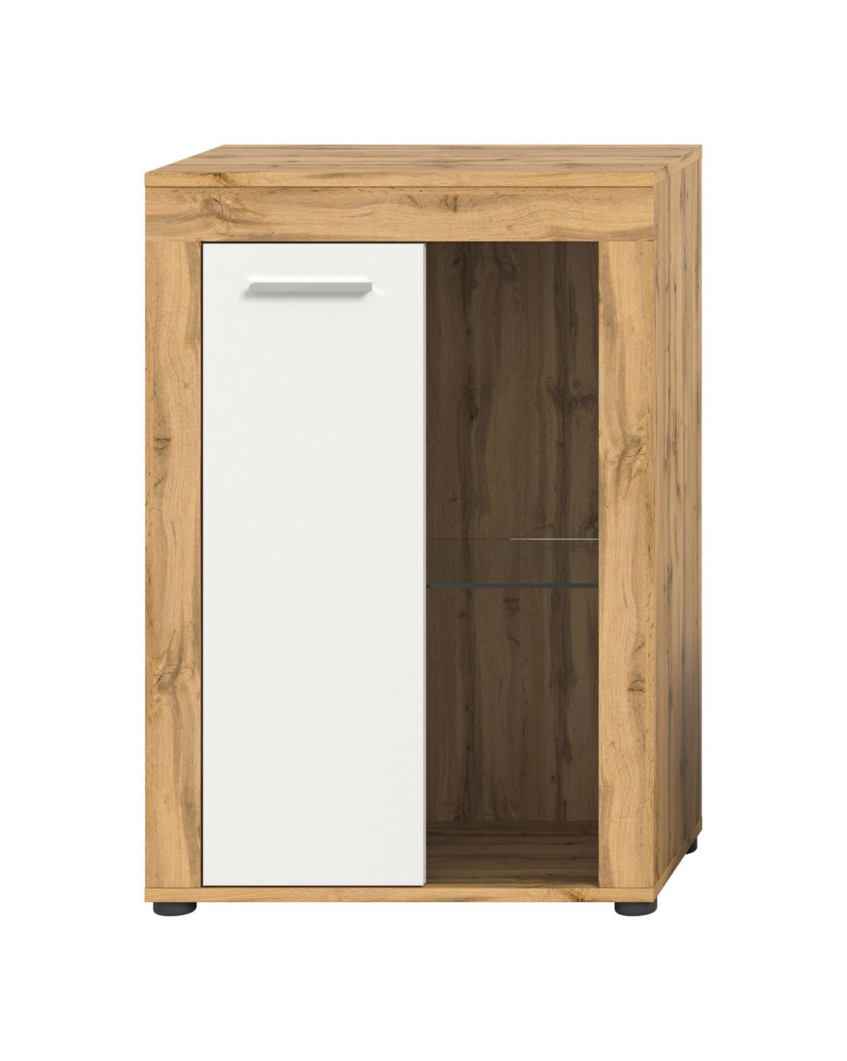 VITRINE JAM (B/H/T: ca. 60/86/35 cm) in Wotan Eiche Nachbildung/weiß - Eiche Wotan, Holzwerkstoff (60/86/35cm)