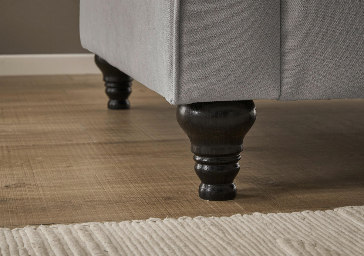SESSEL hellgrau Landhaus, Loungesessel 110 cm - Hellgrau/Braun, Holz/Textil (110/95/100cm) - Furn.Design