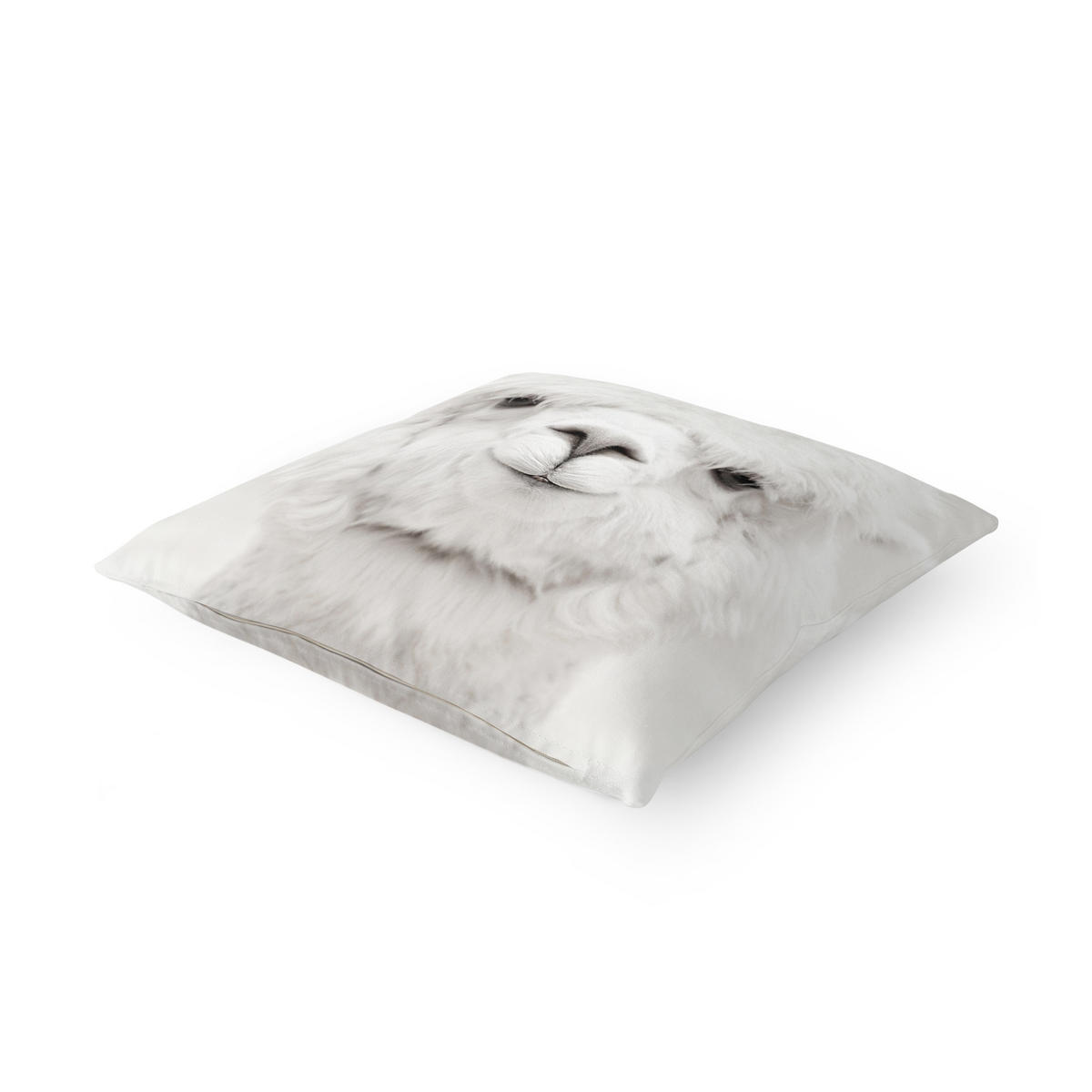 KISSENBEZUG Lächelndes Alpaka 40/40 cm - Weiß, Textil (40/40cm) - Bilderwelten