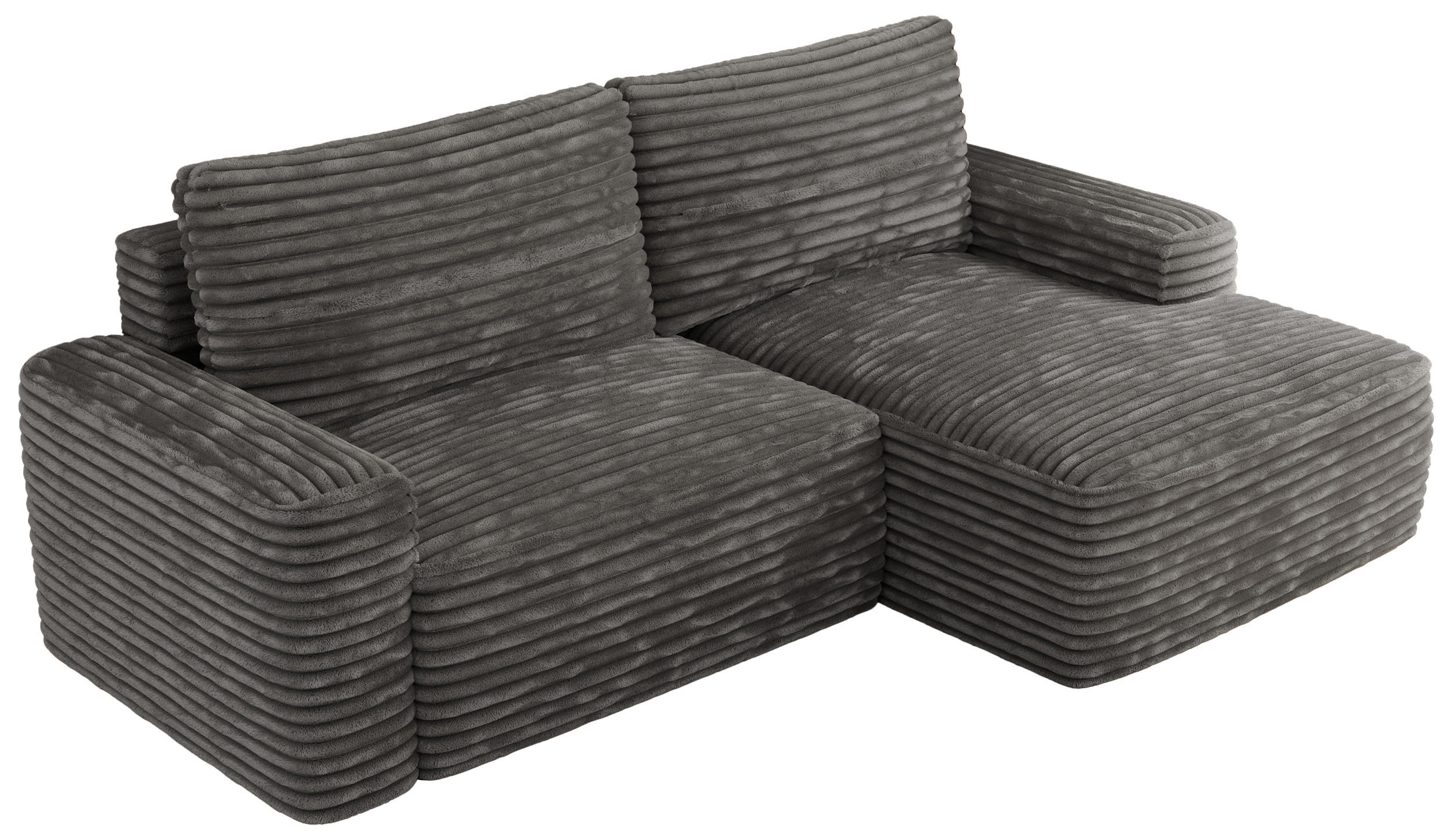 ECKSOFA BELLUNO L Dunkelgrau Cord - Rechts - Dunkelgrau/Schwarz, Textil (233/144cm) - MKS