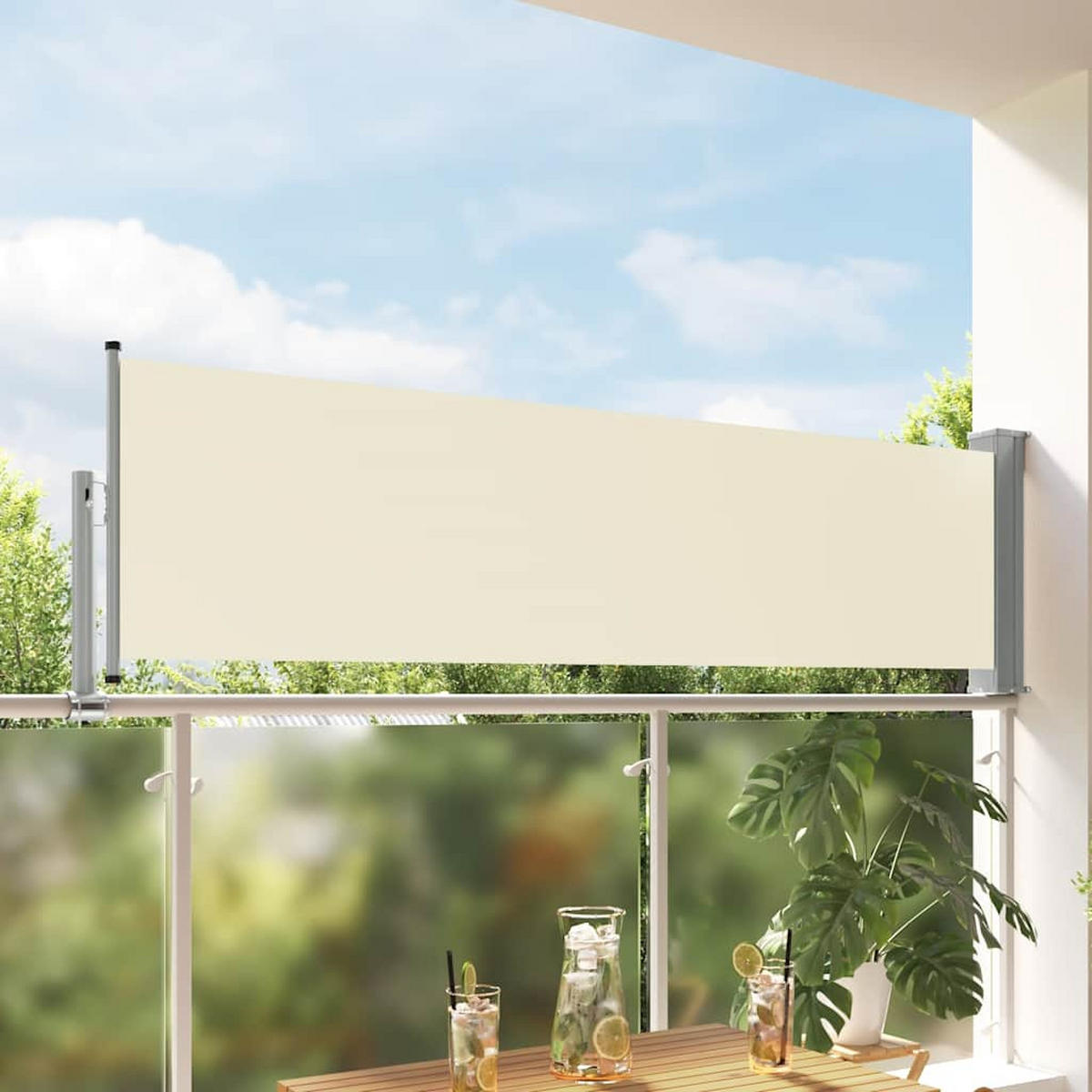 SEITENMARKISE Ausziehbare 80/300 Cm Creme - Creme, Textil (80/300cm) - vidaXL
