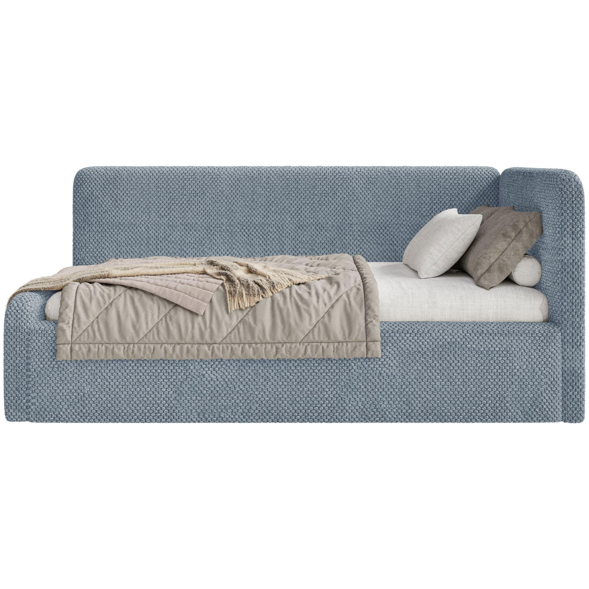 KINDERBETT Fanko Samt Blau 90x200 cm - Blau/Schwarz, Kunststoff/Textil (90/200cm) - Selsey