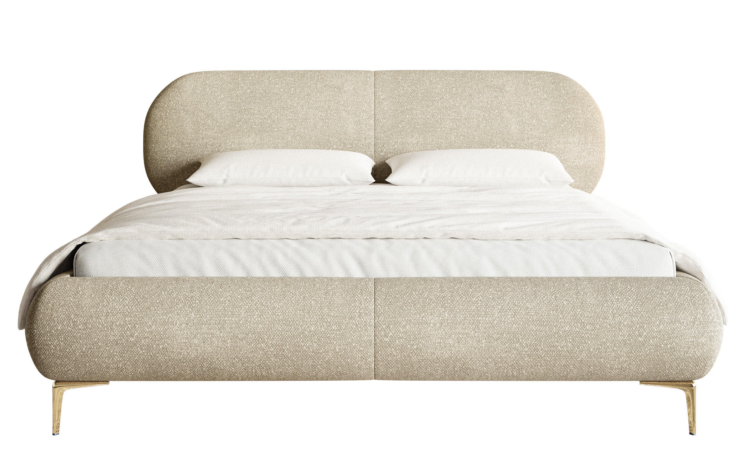 POLSTERBETT Ovalle Beige mit goldenen Metallbeinen 160 cm - Beige/Goldfarben, Textil/Metall (160/200cm) - Selsey