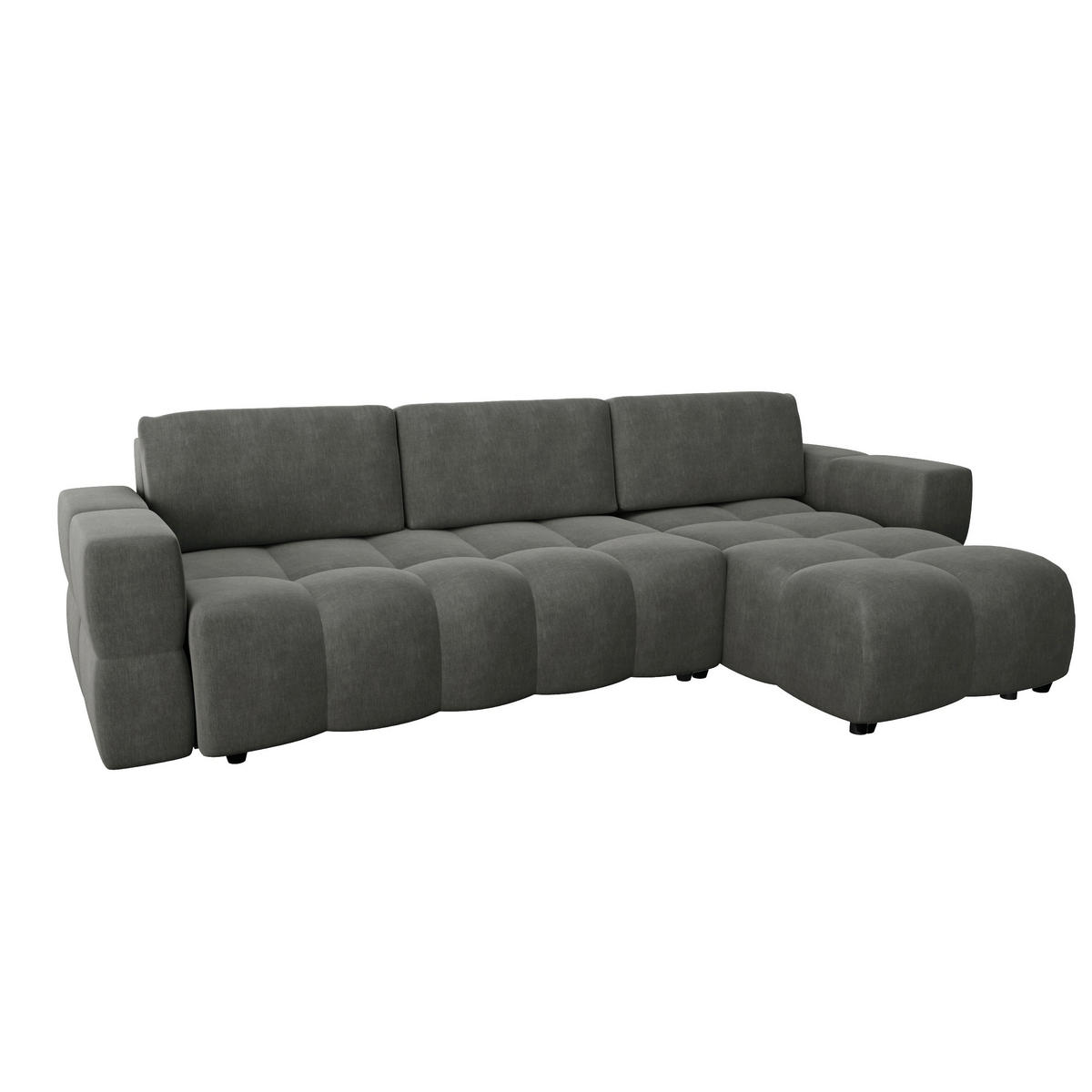 ECKSOFA RECHTS Samt Grau 286cm - Grau, Textil (286/169cm) - Sia Home