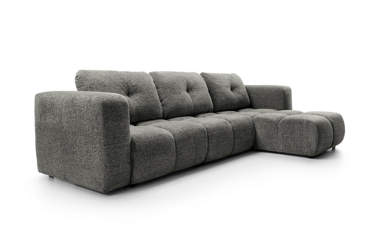 ECKSOFA ARTE 03 Grau Chenille mit Schlaffunktion - Grau, Holz (336/177cm) - MASSENO