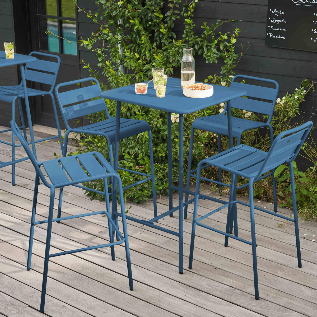 GARTENSET 5-tlg., Pazifikblau - Blau, Metall - Oviala