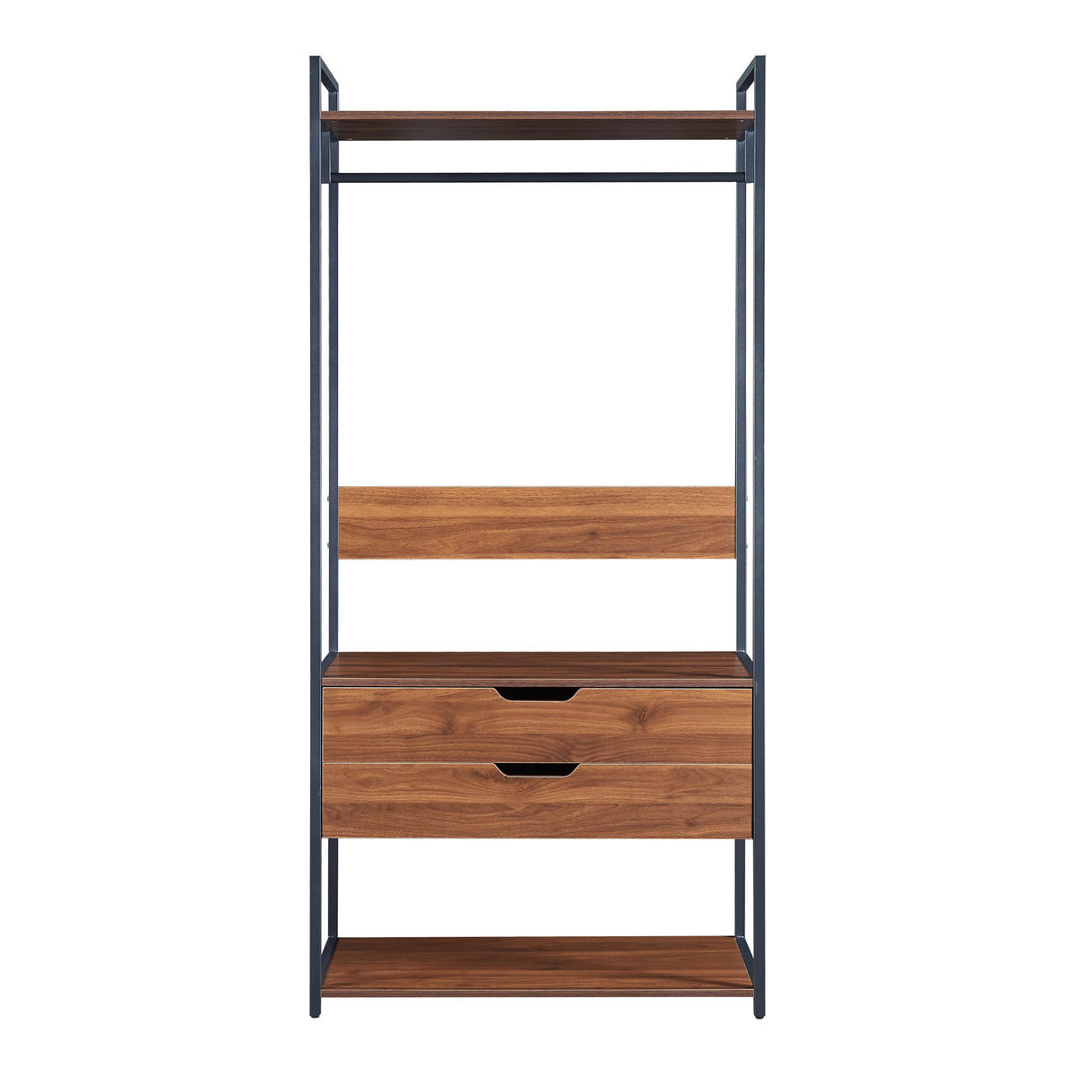 GARDEROBENSTÄNDER Larem - Walnussfarben/Schwarz, Holzwerkstoff/Metall (84/180/40cm) - [en.casa]