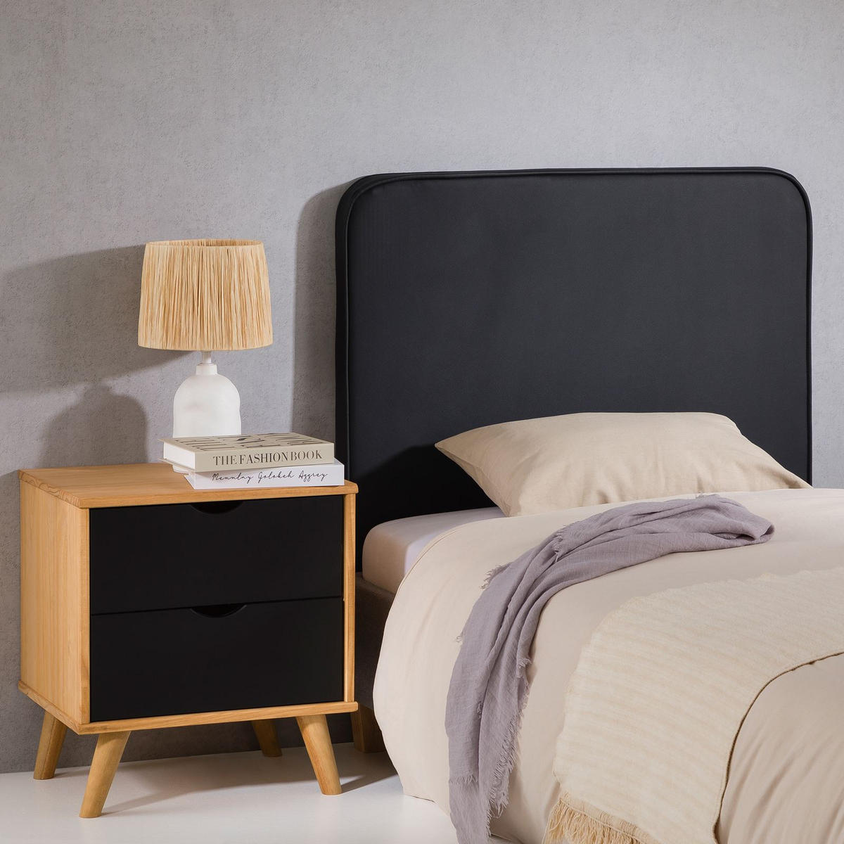 KOPFTEIL ARIELA 90X190 CM - Schwarz, Textil (90/68/6cm) - IDIMEX