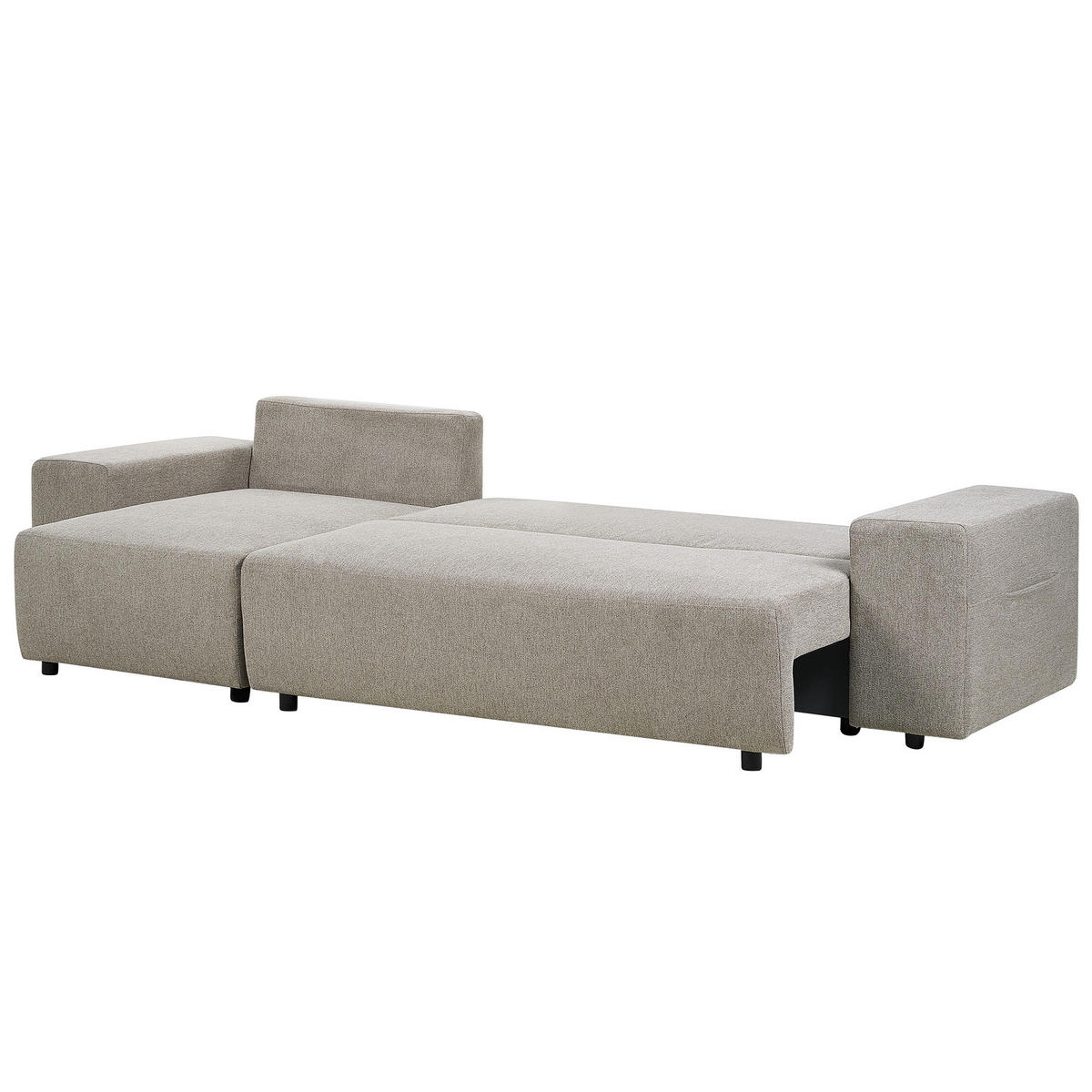 3-SITZER-ECKSOFA taupe linksseitig mit Schlaffunktion Stauraum Luspa - Schwarz/Braun, Textil (294/130cm) - Beliani