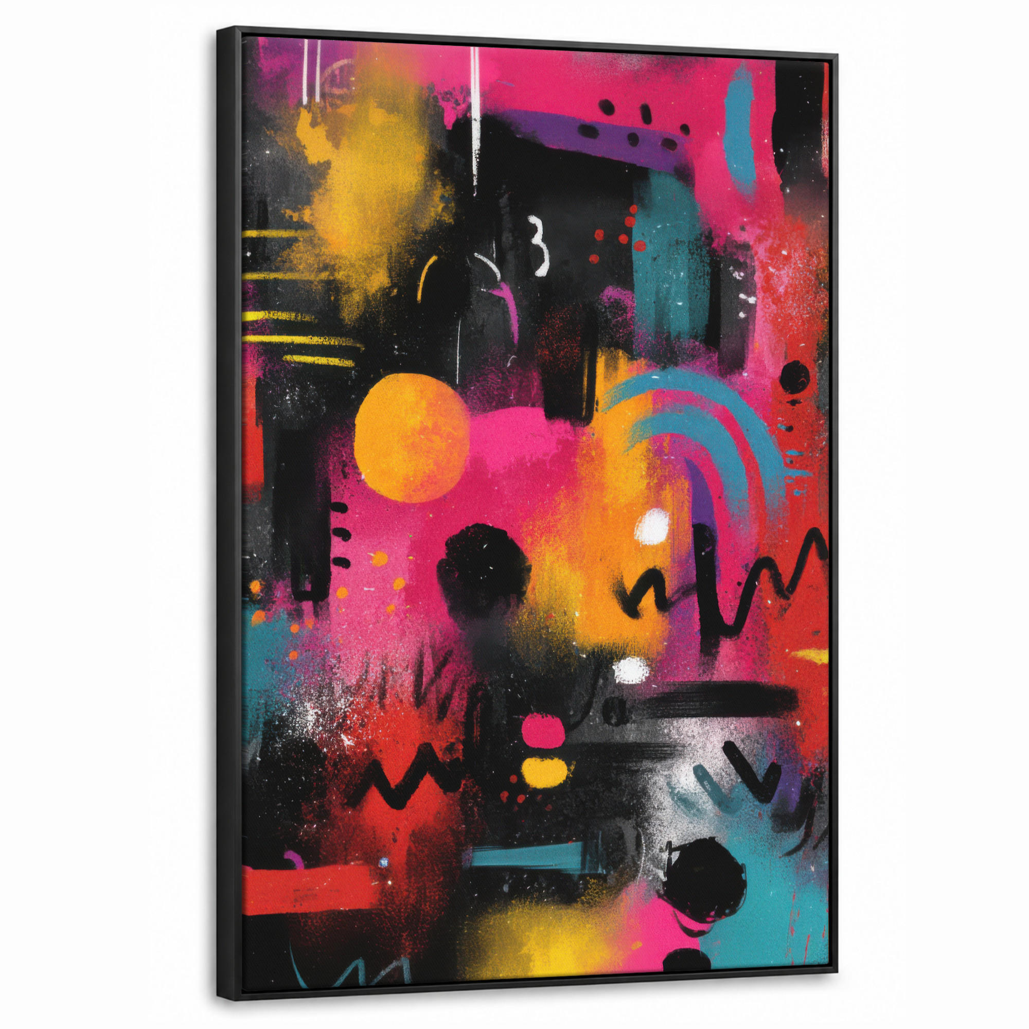 LEINWAND Bilder mit Rahmen - Farbflächen - Formen - Bunt - Abstrakt - 60x90 - Pink, Textil (60/90cm) - MuchoWow