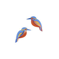 WANDDEKO Eisvogel-Duo 3.5/6 cm - Multicolor, Wellpappe (3.5/6/15cm) - KUNSTLOFT
