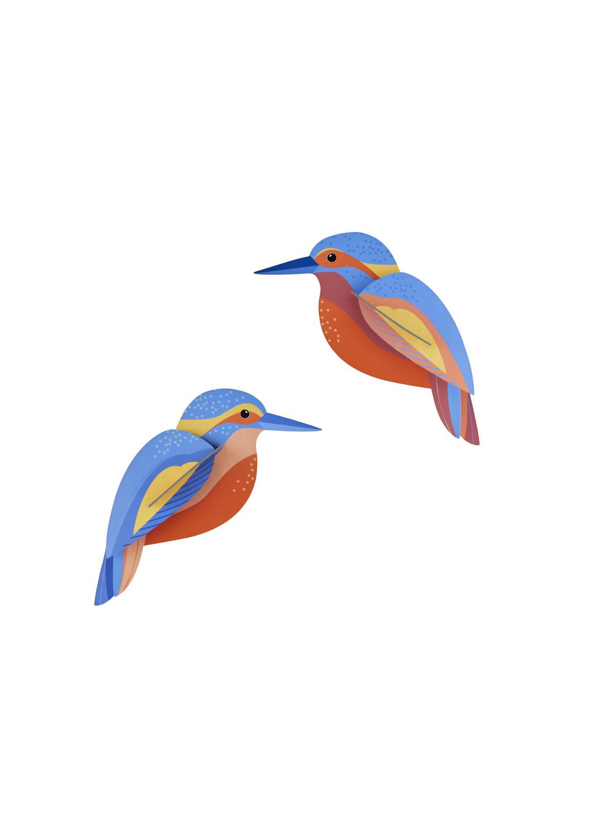 WANDDEKO Eisvogel-Duo 3.5/6 cm - Multicolor, Wellpappe (3.5/6/15cm) - KUNSTLOFT