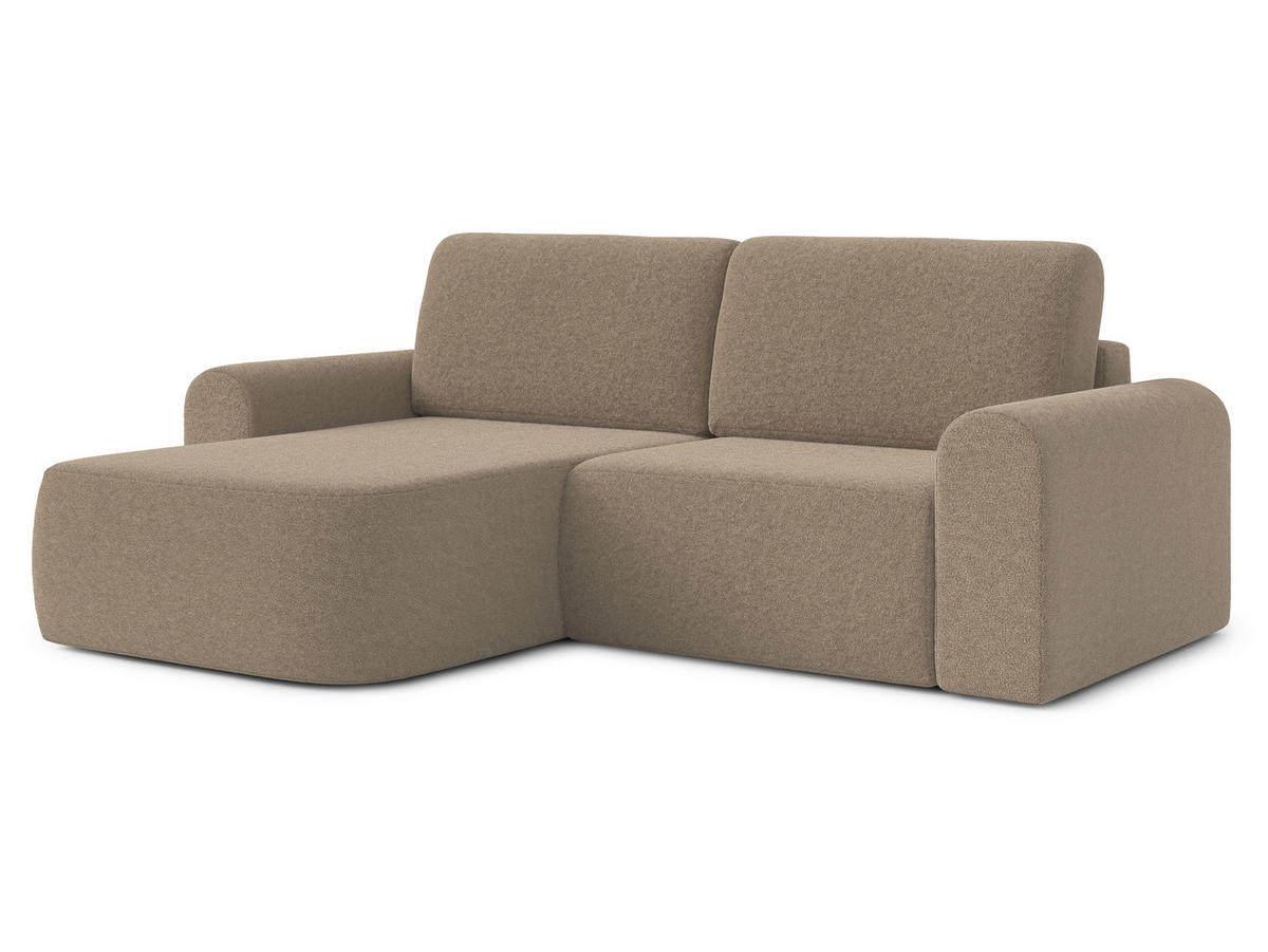 ECKSOFA L Form Otterton Braun 250/180/95 cm Links mit Schlaffunktion - Schwarz/Braun, Kunststoff/Textil (180/250cm) - AX Living
