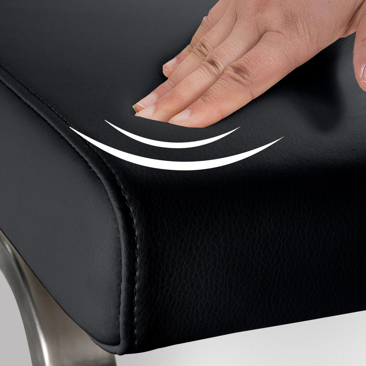 SCHWINGSTUHL Lederlook schwarz - Edelstahlfarben/Schwarz, Textil/Metall (40/90/50cm) - CLP