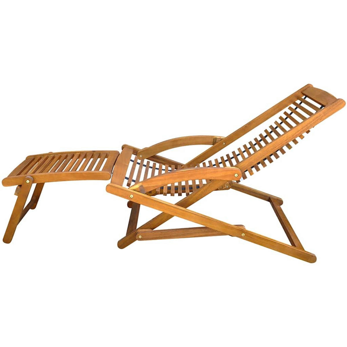 LIEGESTUHL Mit Fussteil Massivholz Akazie - Braun, Holz (70/69/150cm) - vidaXL