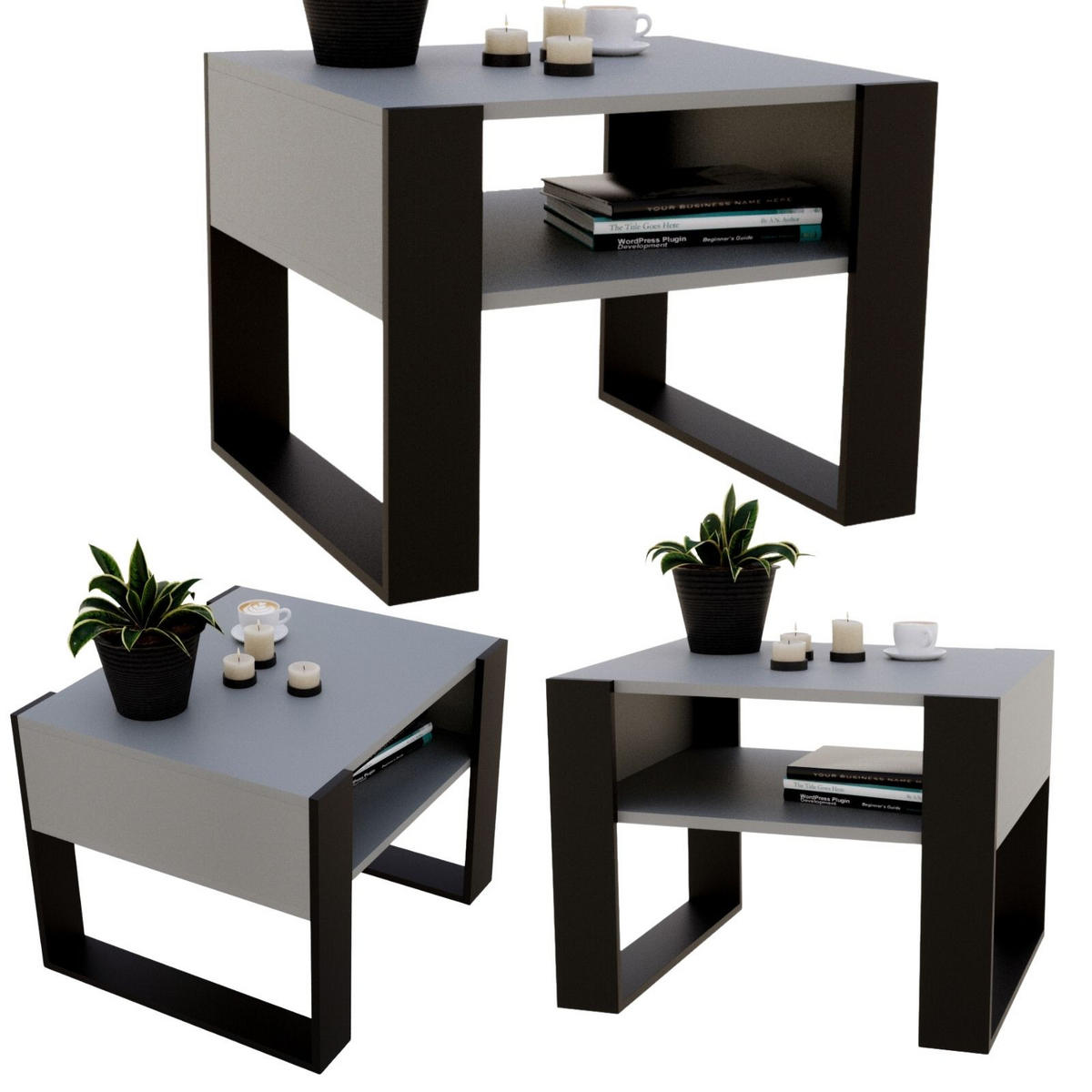 COUCHTISCH Holzwerkstoff rechteckig stabil Dunkelgrau 45/53,6/65cm - Dunkelgrau/Schwarz, Holzwerkstoff (53.6/65/45cm) - CraftPAK