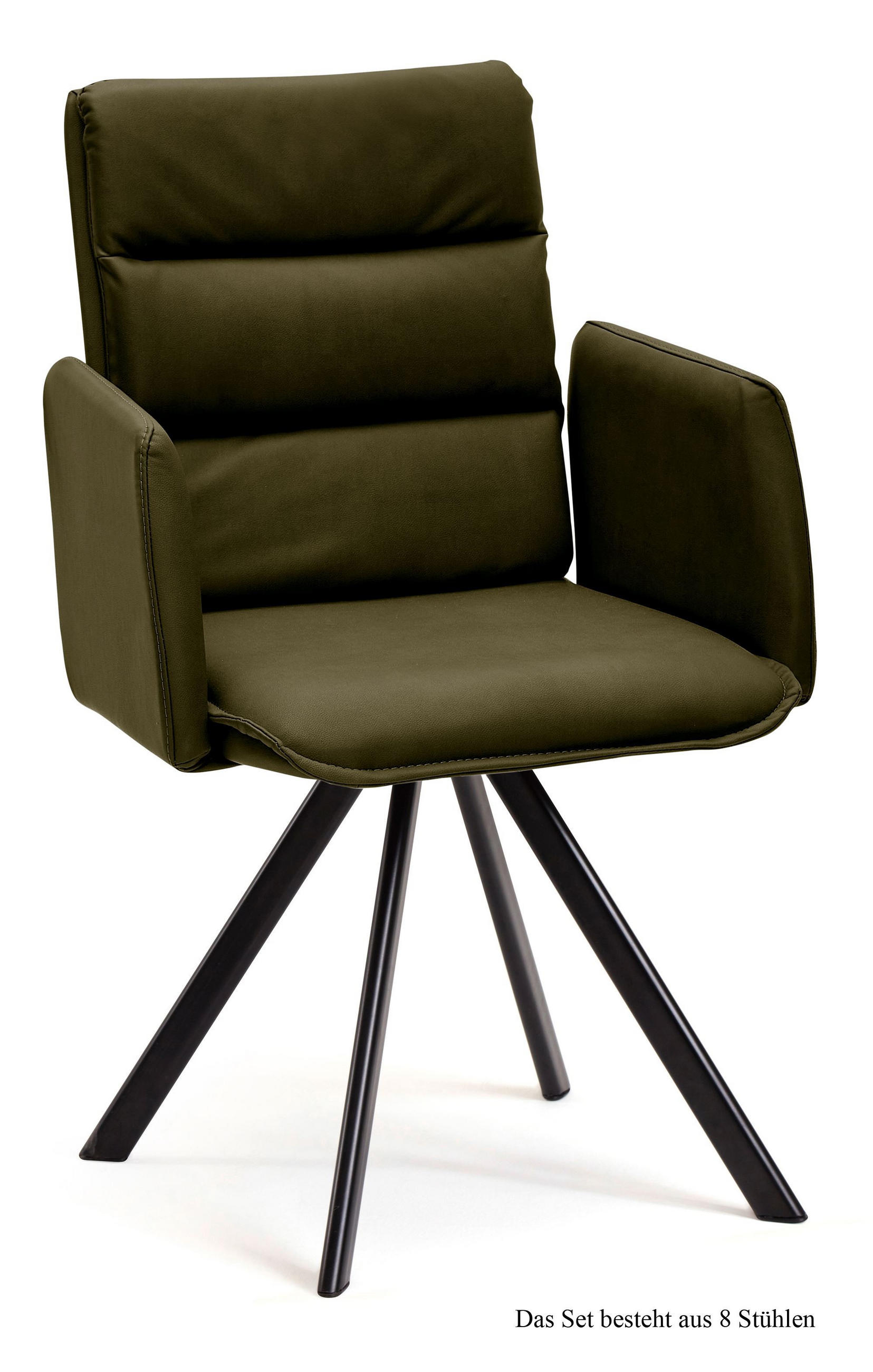 ARMLEHNSTUHL (8er-Set) Debby 52x92x60 Schwarz/Khaki - Dunkelgrün/Schwarz, Kunststoff (60/92/52cm) - 58aufmkessel