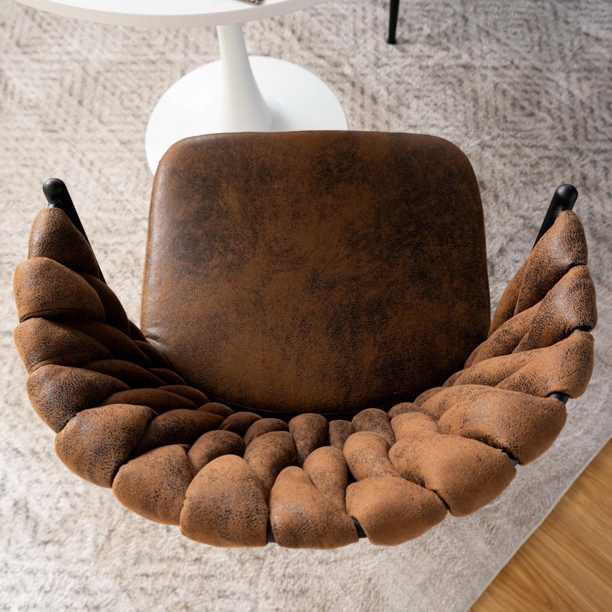 ESSZIMMERSTUHL mit Stoffbezug und geflochtener Rückenlehne Suede - Braun, Textil (44.5/77/46cm) - Meubles Cosy