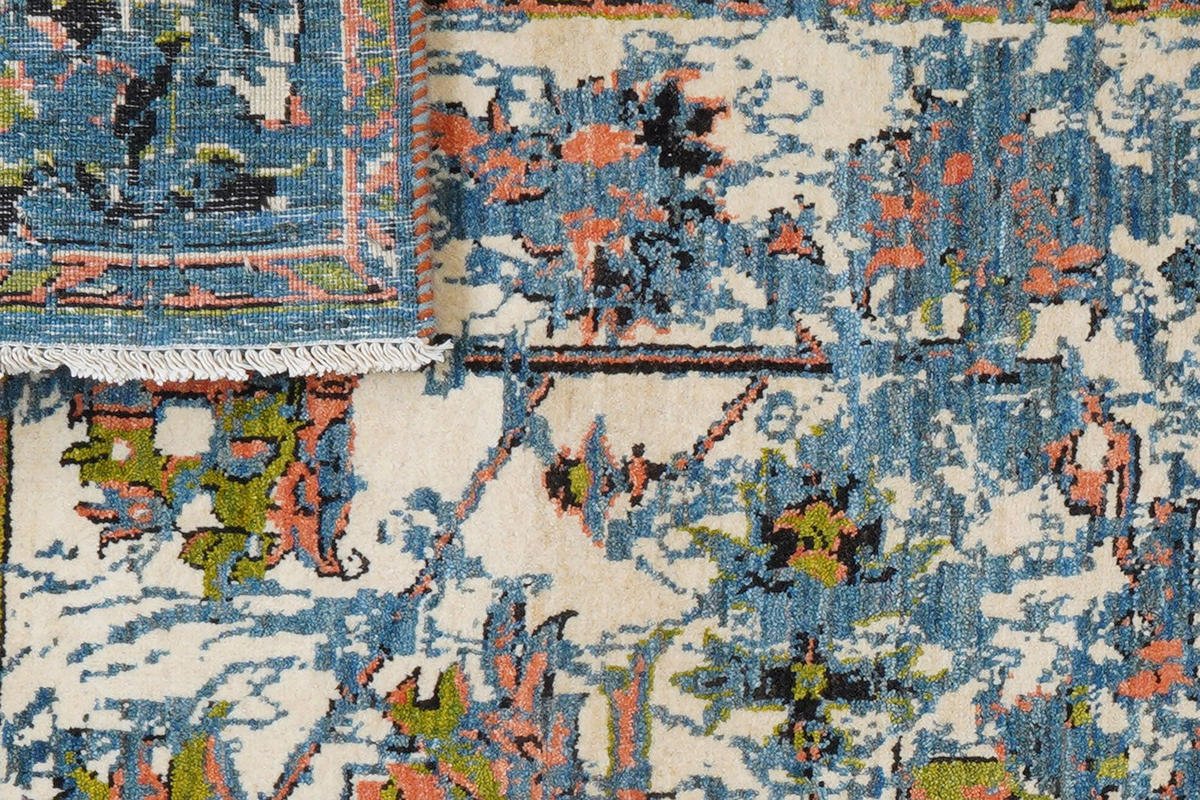 GABBEH-TEPPICH handgeknüpft Rizbaf Blau 205/155 cm Schurwolle - Blau, Textil (155/205cm) - Looma