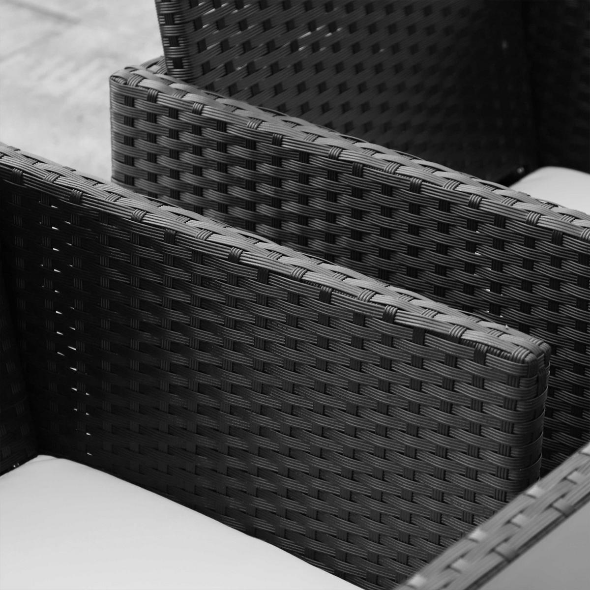 POLYRATTAN Gartenmöbel Rattan Gartenset inkl. Kissen Schwarz 109 x 109 x 72 cm - Schwarz, Kunststoff - Outsunny