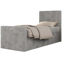 MLÁDEŽNÍ POSTEL TILIO DUO 90/200 - Světle šedá Manšestr - H3 - Pravá - světle šedá, textil (90/200cm) - MKS