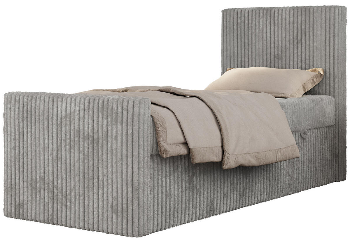 MLÁDEŽNÍ POSTEL TILIO DUO 90/200 - Světle šedá Manšestr - H3 - Pravá - světle šedá, textil (90/200cm) - MKS