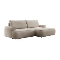 ECKSOFA MARE Beige Boucle-Stoff mit Schlaffunktion - Beige, Holz (250/146cm) - MASSENO