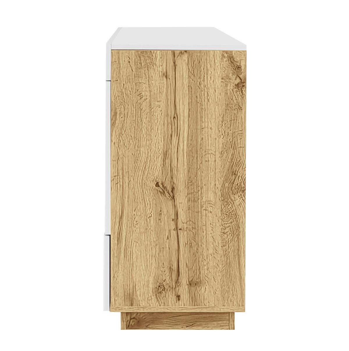 KOMMODE aus Spanplatte 120x76,5x37cm in Weiß mit LED-Lichtstreifen - Weiß, Holzwerkstoff (120/37/76.5cm) - Modfu