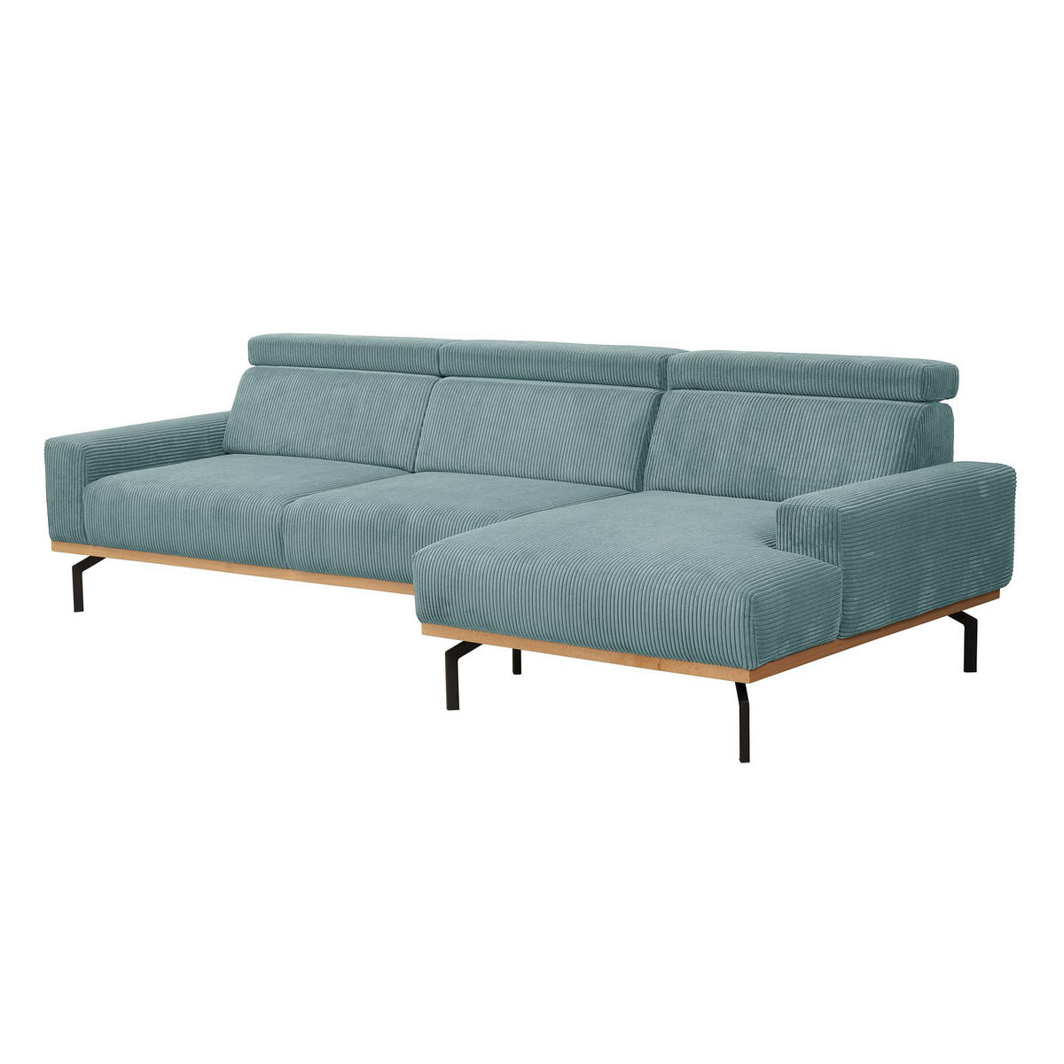 SOFA mit Longchair rechts Katrien Cordstoff eisblau - Pastellblau, Kunststoff (135/280cm) - 58aufmkessel