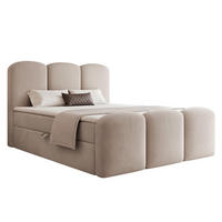 BOXBETT 160x200 VELIA Beige Velvet - Beige, Holzwerkstoff/Textil (160/200cm) - Compleo24