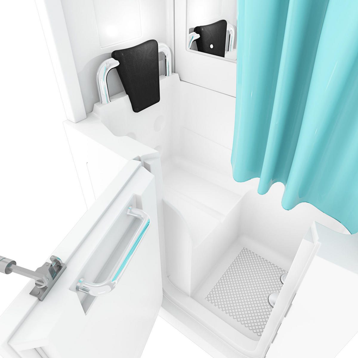 SENIOREN Dusche Sitzwanne Tür Seniorenwanne S08D-C-L - Weiß, Glas/Kunststoff (110/68/205cm) - AcquaVapore by Sandra Jentho