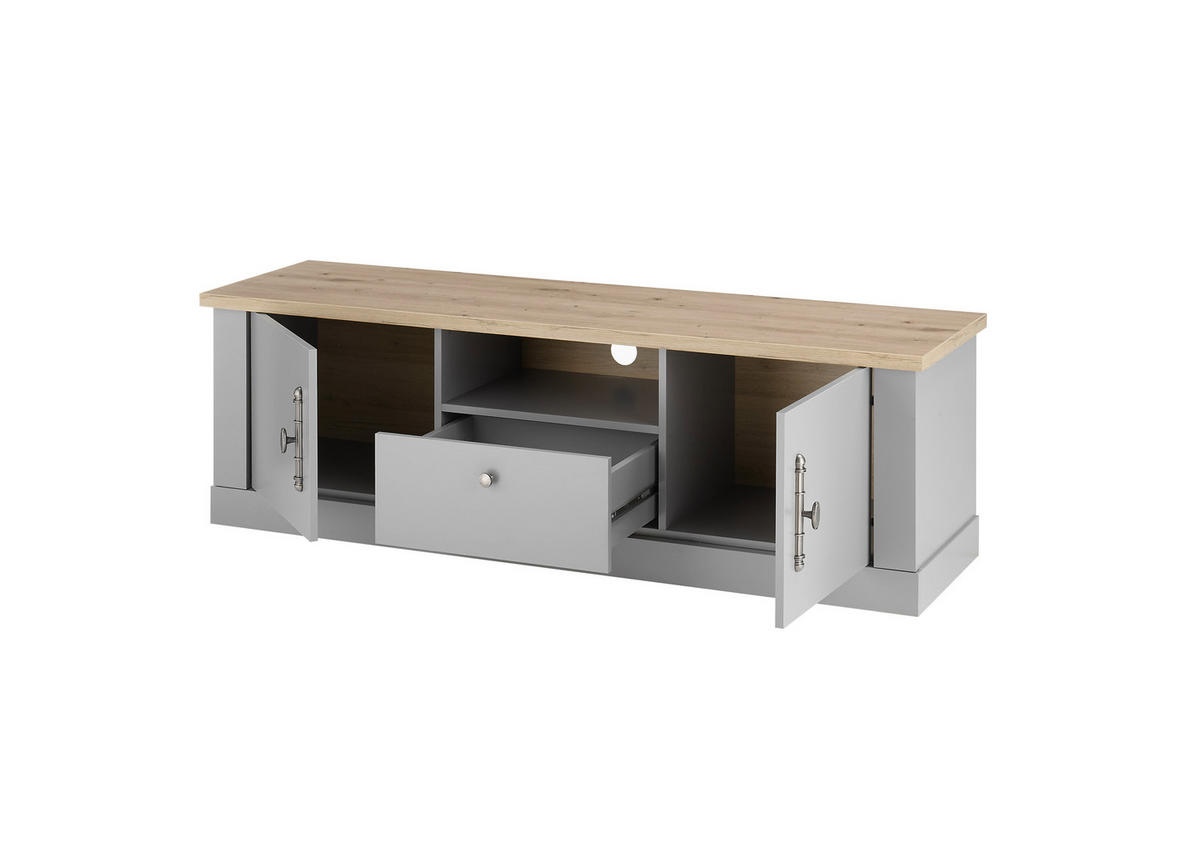 TV-LOWBOARD C14 Light Gray & Artisan Eiche 155/48/44 cm Landhaus - Grau, Holzwerkstoff (155/48/44cm) - Livojo