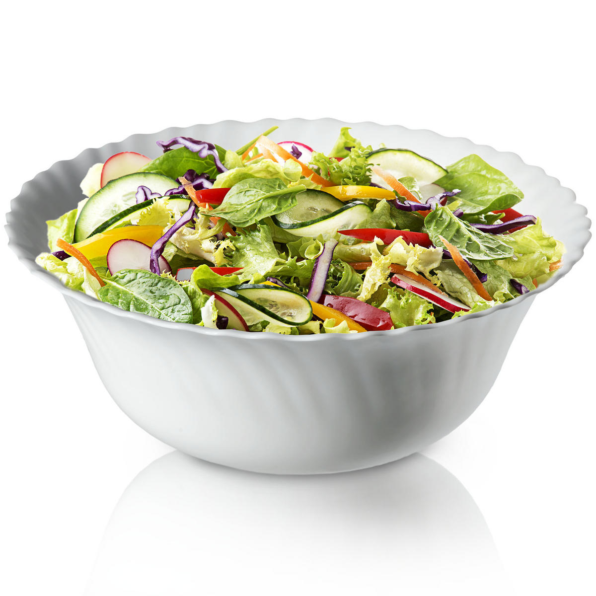 SALATSCHÜSSEL aus Glas, 23 cm, weiß - Weiß, Glas (23cm) - KADAX