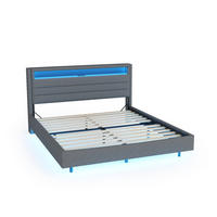 POLSTERBETT 160/200 cm grau aus Stoff mit LED-Beleuchtung und USB-Steckdose - Grau, Textil (160/200cm) - OKMYHOME
