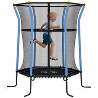 TRAMPOLIN DE-10779 mit Sicherheitsnetz Ø163,5 cm Schwarz & Blau - Blau, Metall (163.5/163.5cm) - ComfortXL