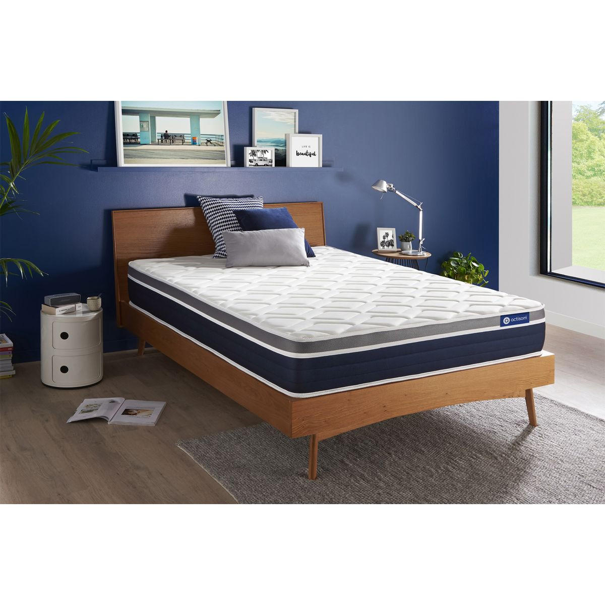 MATRATZE Actiflex confort Taschenfederkern und Memory-Schaum 130 x 190 cm h2 - Weiß, Textil (130/190cm) - ACTISOM
