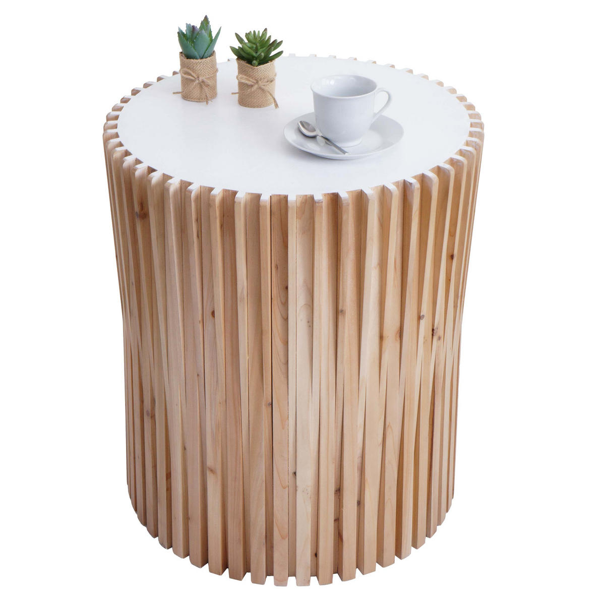 BEISTELLTISCH rund Hellbraun - Hellbraun, Holz (51/51/61cm) - MCW