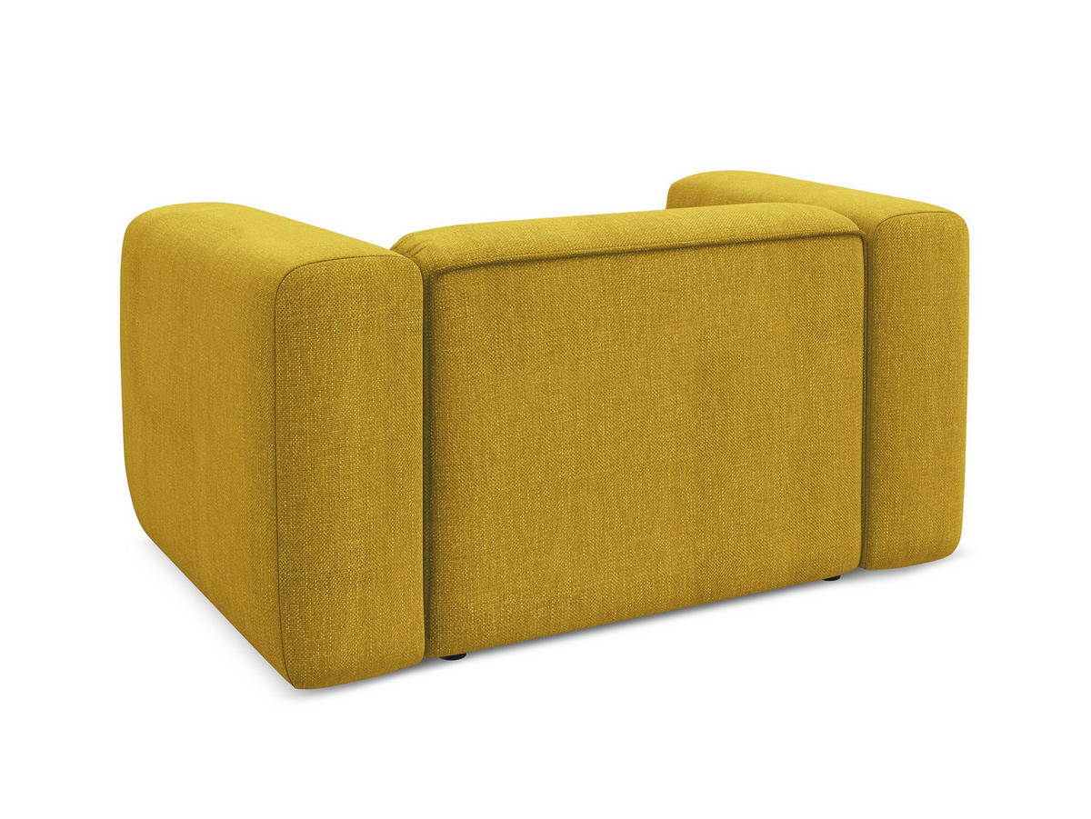 SESSEL Chenille Stoff Gelb - Currygelb/Gelb, Kunststoff/Textil (137/70/89cm) - Makamii