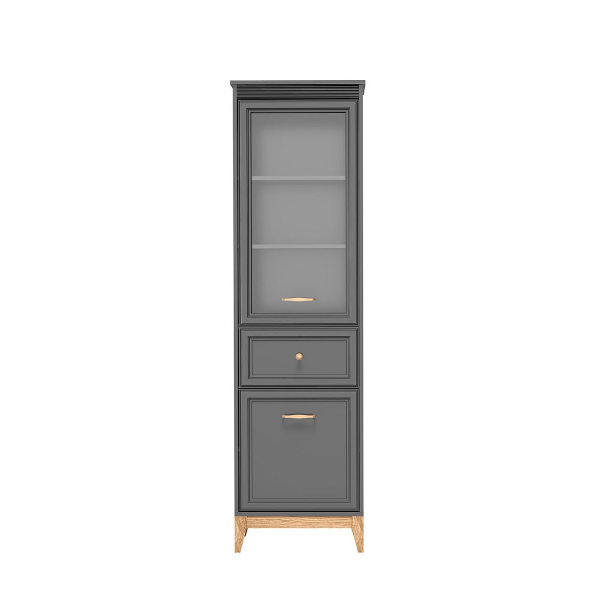 VITRINE SUOLO 193 / 55 cm in Grau - Grau, Holzwerkstoff (55/193/40.5cm) - MASSENO