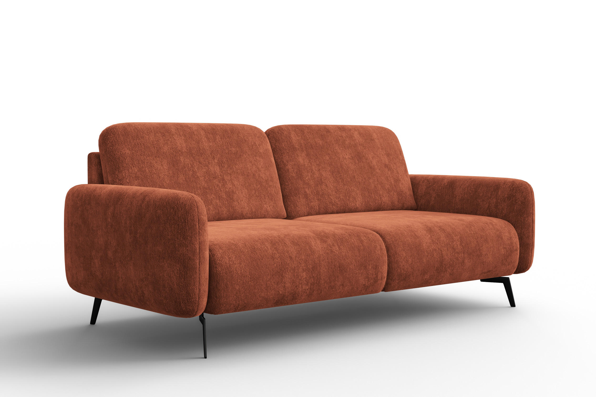SOFA FEBE 3-Sitzer, rostroter Chenille-Stoff - Rostfarben/Schwarz, Holz/Textil (190/82/96cm) - Wozimo