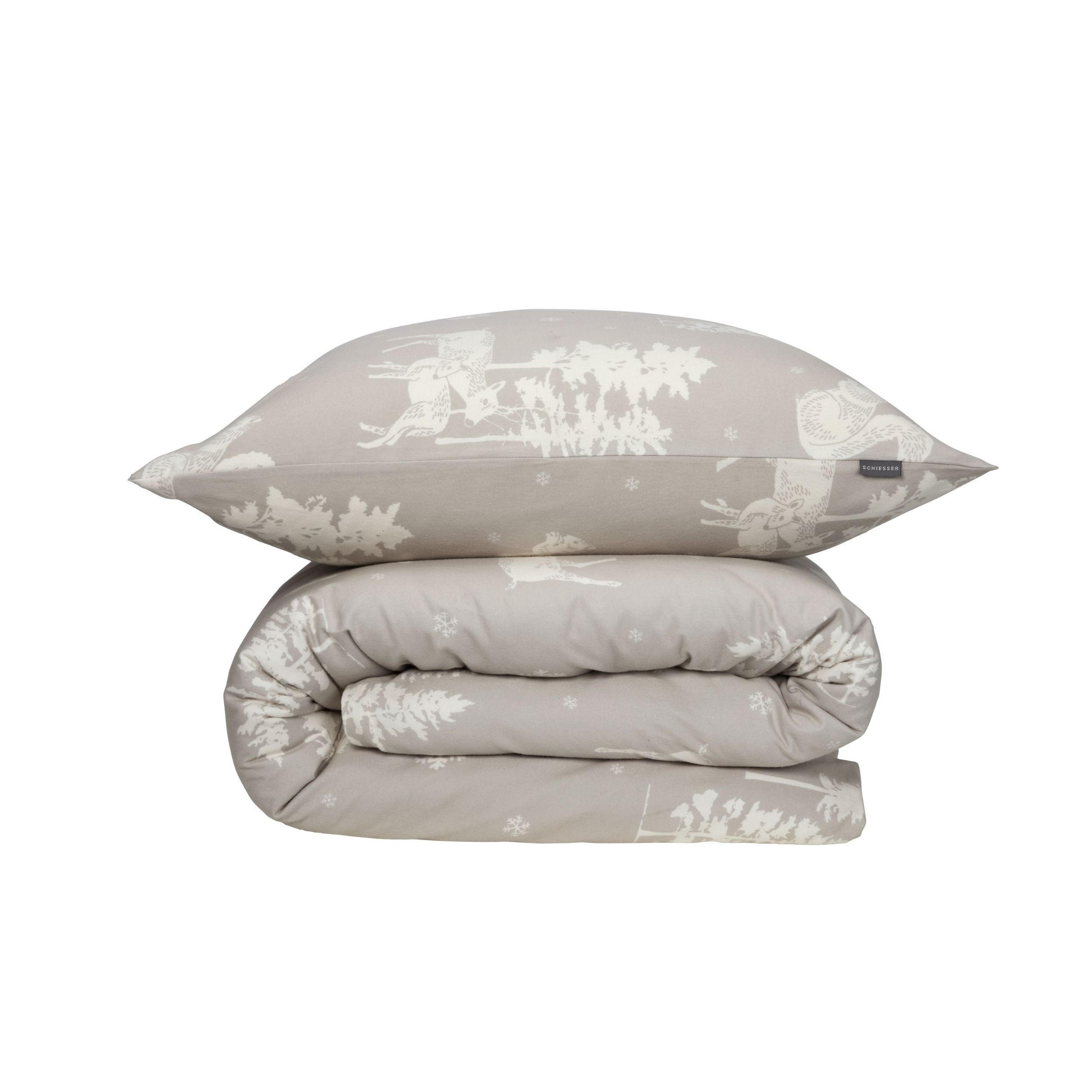 BETTWÄSCHESET Nordic - Feinbiber - 2-teilig - 135 x 200 cm - Greige - Greige, Textil (135/200cm) - SCHIESSER