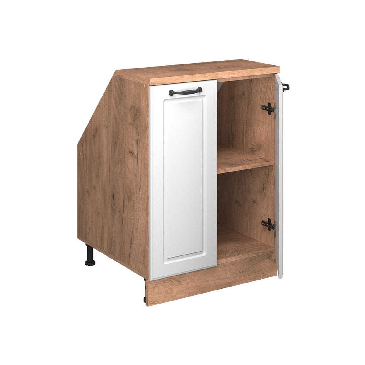 KUHINJSKI ORMAR ZA KOSINE KROVA R-Line Bijela Seoska 60 cm s 2 vrata, korpus ormara dubine 60 cm - hrast medunac/bijela, drvni materijal (60/83.8/60cm) - Vicco