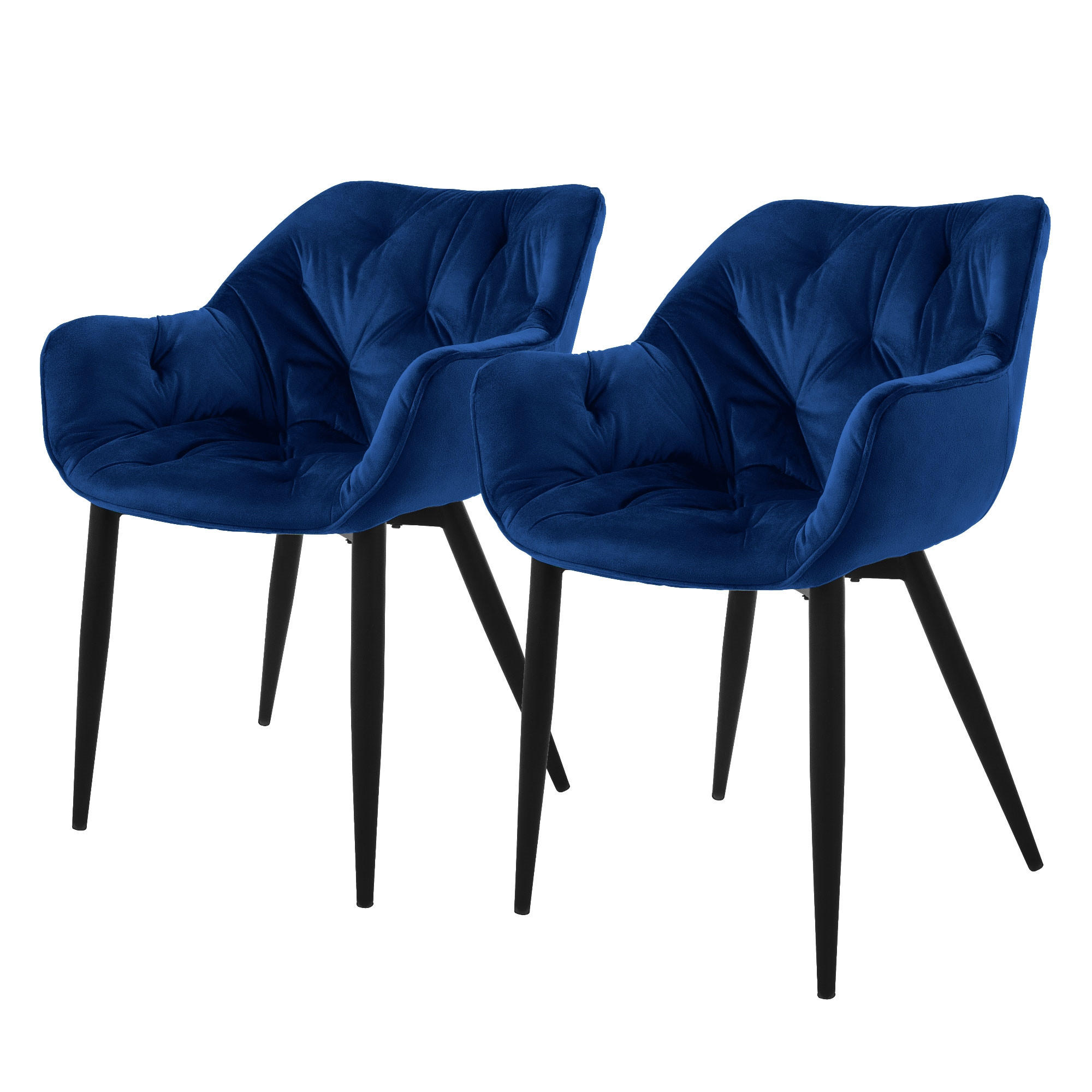 ESSZIMMERSTUHL Samt Dunkelblau 2er Set - Dunkelblau, Metall (67/83/59cm) - ML-DESIGN